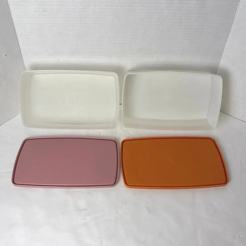 Vintage Tupperware Pac N Store Rectangle Sheer Container 713-14 713 Lot of 2